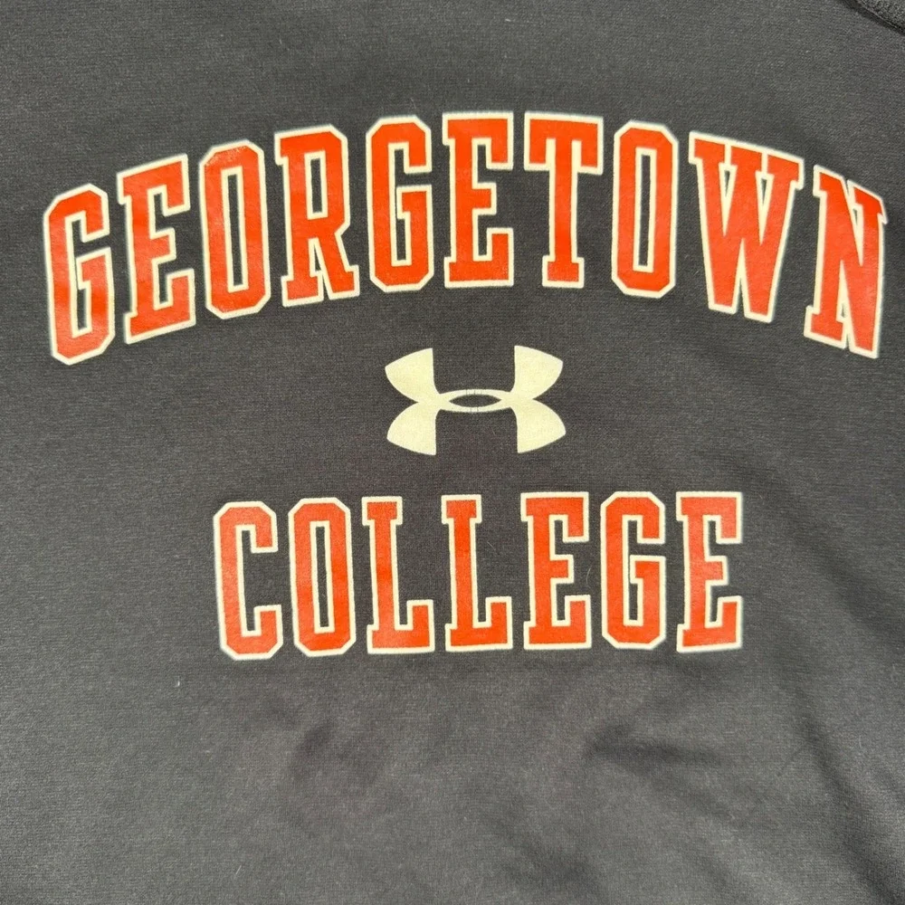 Under Armour Georgetown College Hoodie Mens XL Black Graphic Sweatshirt Oversize